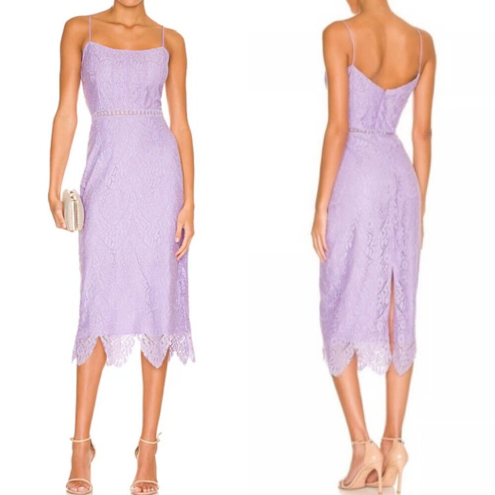 SAYLOR Lilac Lace Spaghetti-Strap Midi Dress